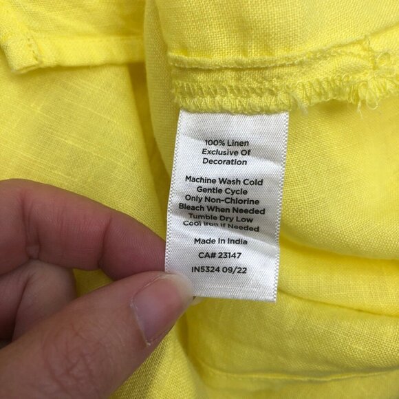 Talbots 100% Linen Yellow Short Sleeve Top Size M - Picture 7 of 7